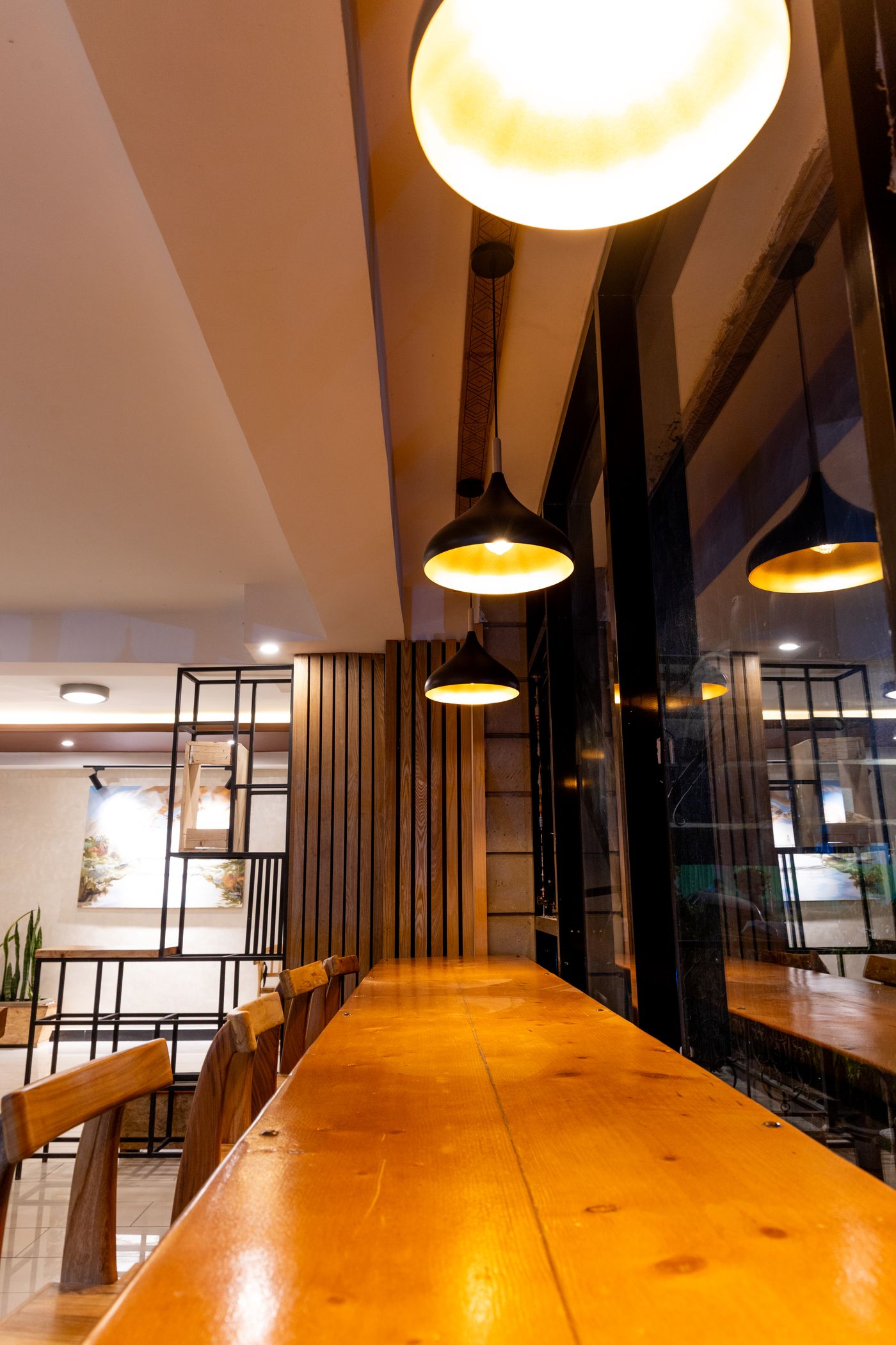 Pendant lighting above the Dinapoli bar
