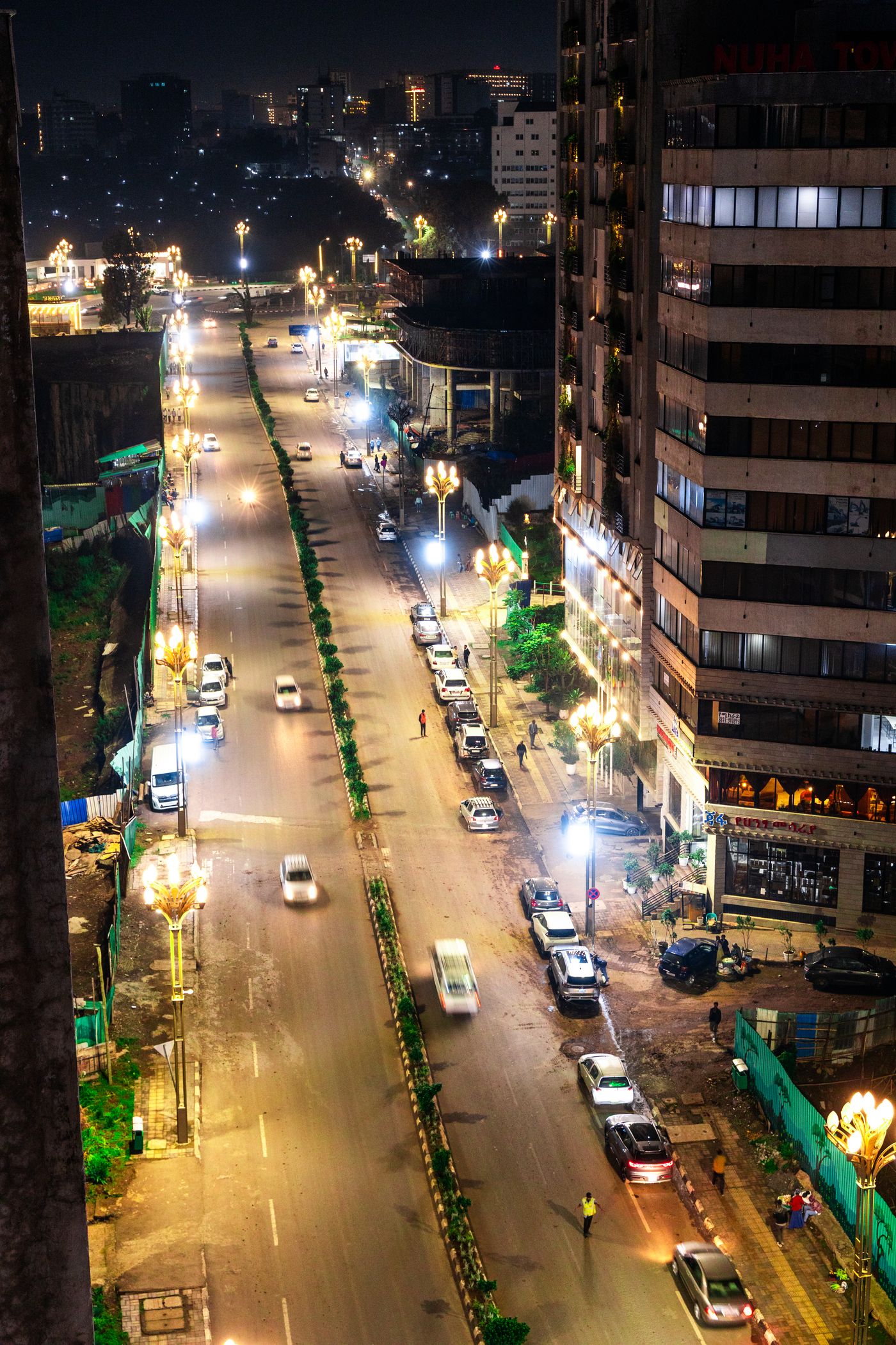 Piassa street view at night